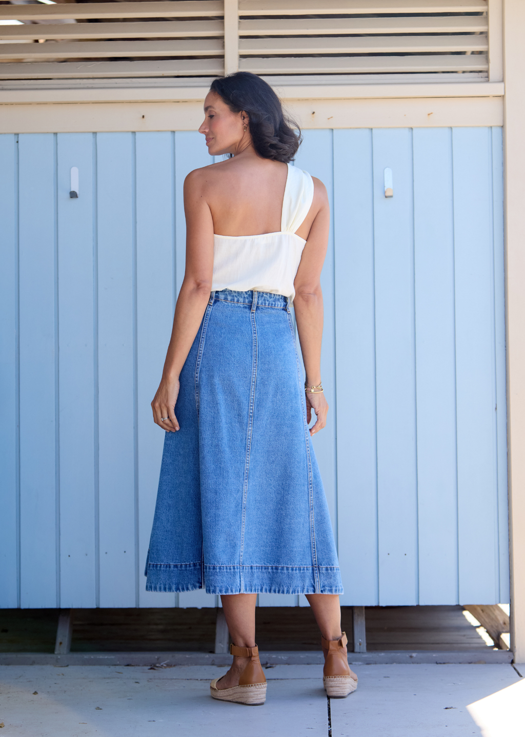 JULIA ONE SHOULDER TOP - CREAM