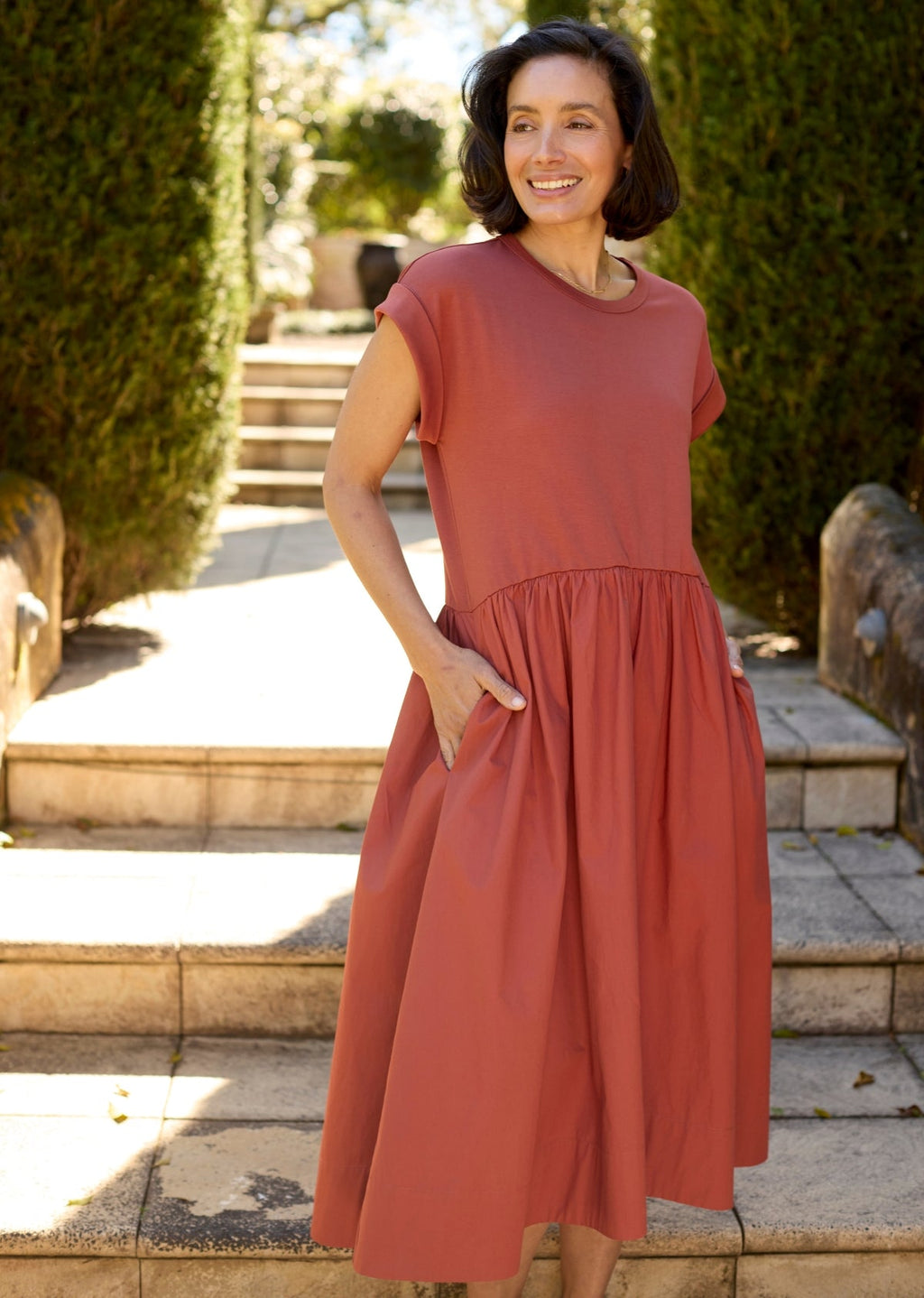 GRETA MIDI DRESS - TERRACOTTA