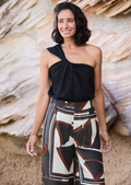 JULIA ONE SHOULDER TOP - BLACK