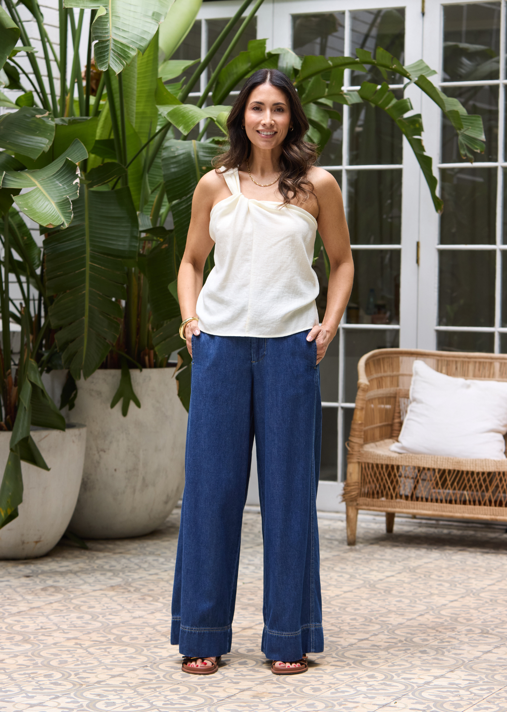 JULIA ONE SHOULDER TOP - CREAM