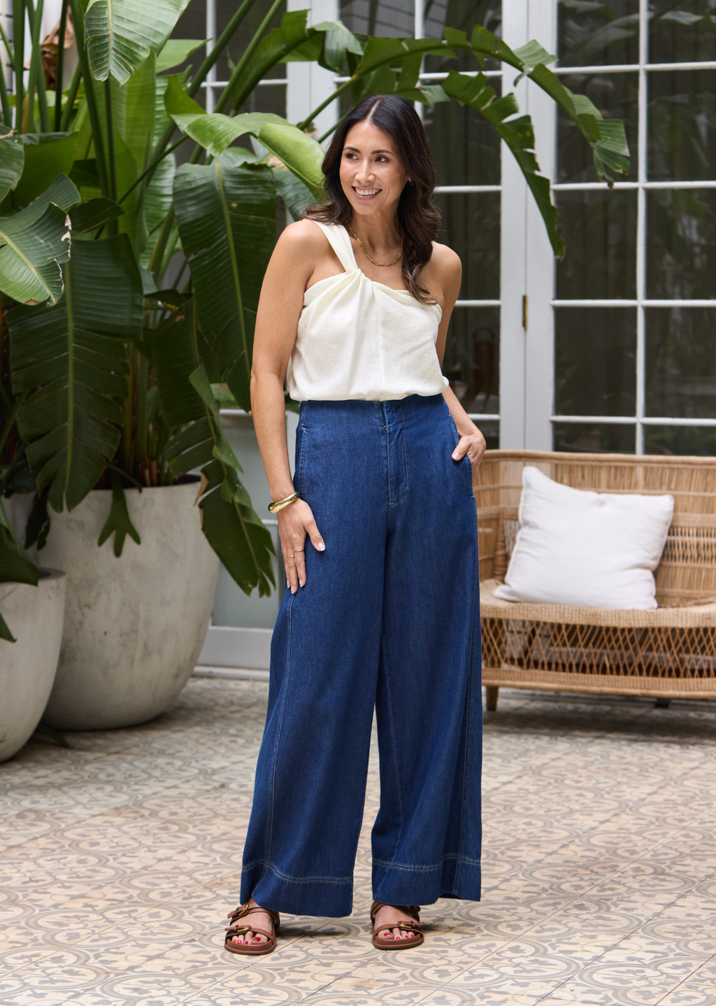 JULIA ONE SHOULDER TOP - CREAM