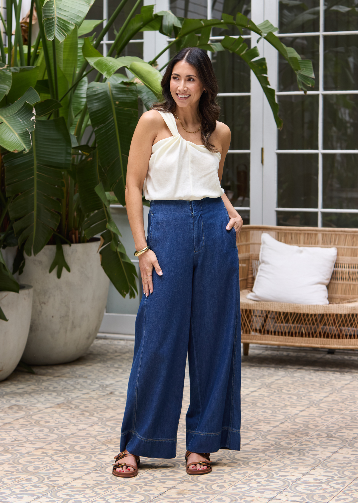 JULIA ONE SHOULDER TOP - CREAM