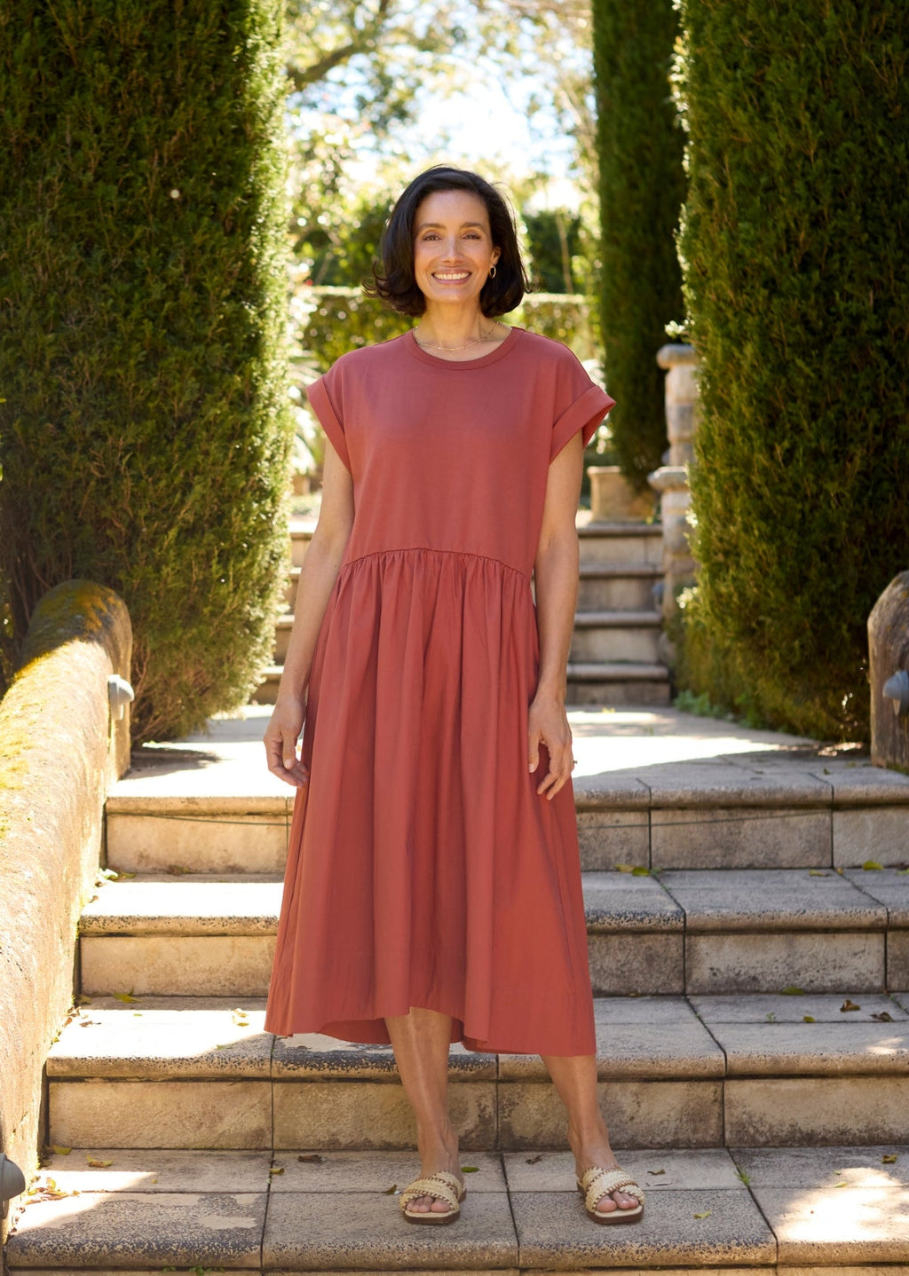 GRETA MIDI DRESS - TERRACOTTA