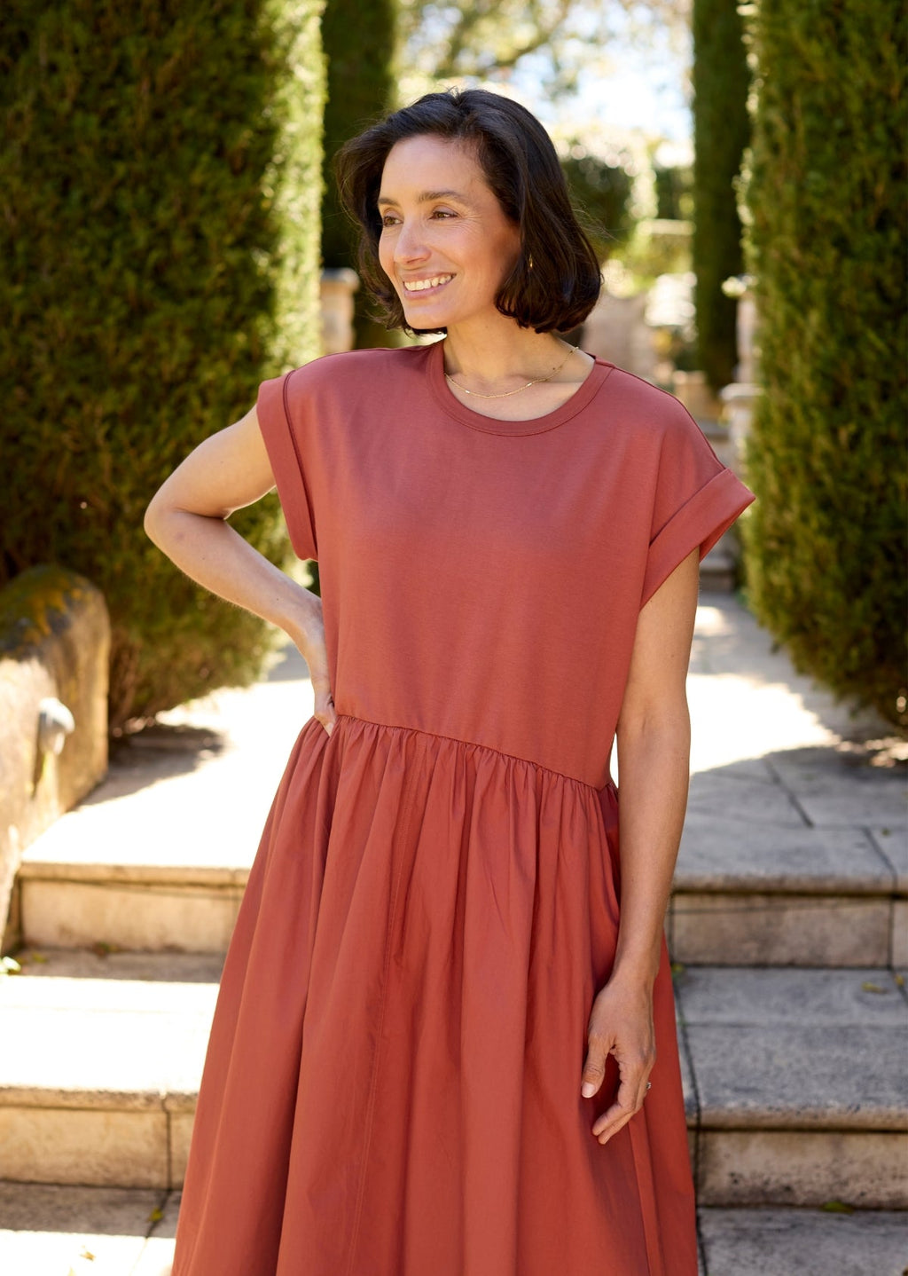 GRETA MIDI DRESS - TERRACOTTA