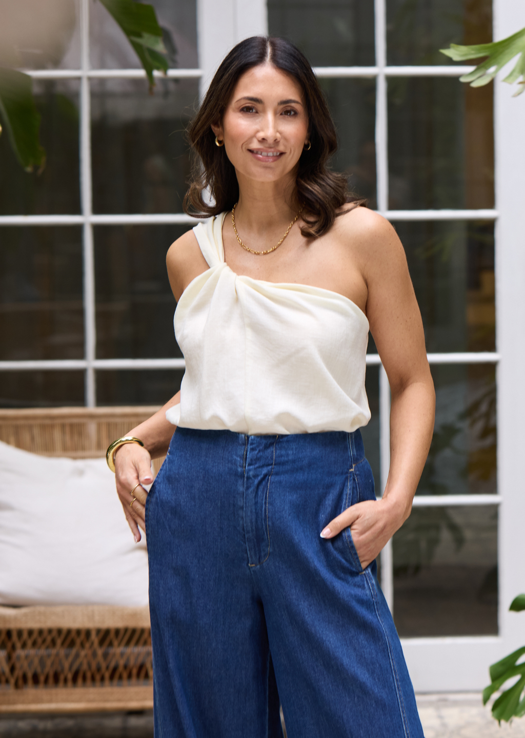 JULIA ONE SHOULDER TOP - CREAM
