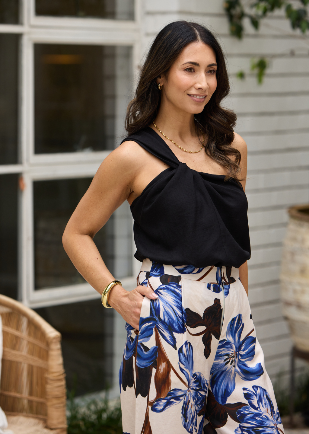 JULIA ONE SHOULDER TOP - BLACK