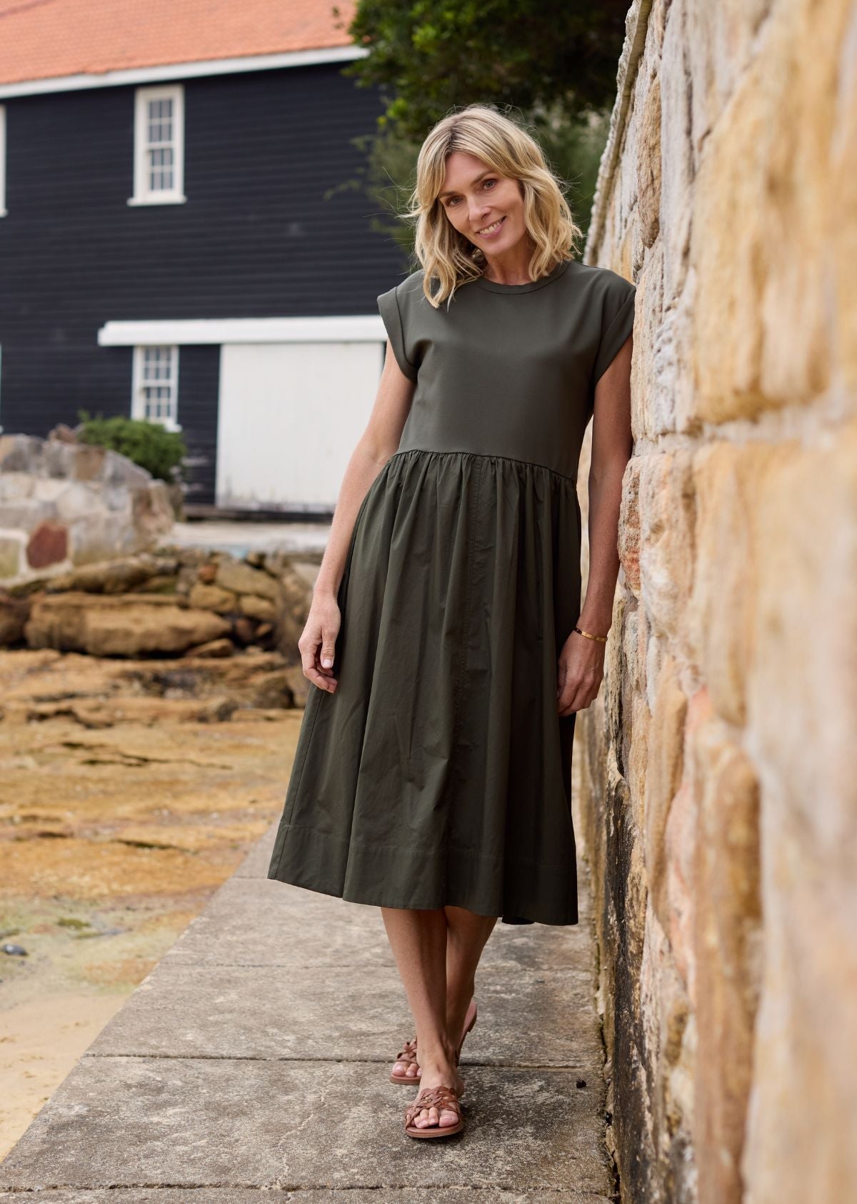 GRETA MIDI DRESS - KHAKI